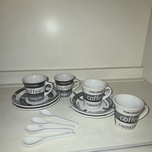 ⭐️40% Off⭐️ IMUSA Espresso Coffee Set with Saucers and Mini Spoons - Set of 4 - Picture 1 of 8